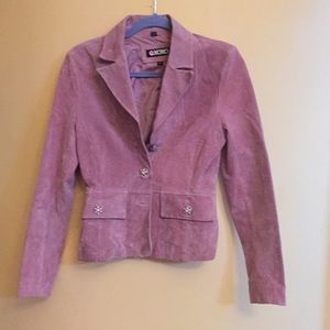 Gorgeous blush pink suede jacket with button